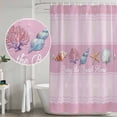 thumbnail image 5 of Pink Summer Coastal Shower Curtain, Waterproof Shower Curtains for Bathroom, Modern Ocean Waves Starfish Shell Washable Fabric Bathtub Curtain Set Bath Decor with 12 Hooks Long 72"x84", 5 of 8