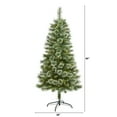 thumbnail image 4 of Nearly Natural 5' Green Slim Snow Tip Pine Artificial Christmas Tree with 150 Clear LED Lights, 4 of 8
