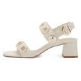 thumbnail image 2 of YDN Women Open Round Toe Cutout Studded Sandals Buckle Strap Low Chunky Heels Comfortable Outdoor Dressy Shoes Size 15 White, 2 of 4
