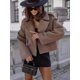 thumbnail image 4 of Abrigo informal de lana sintética para mujer, chaqueta de manga larga con cuello vuelto y una hilera de botones, novedad de otoño, 2024, 4 of 5