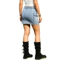 thumbnail image 3 of INSPIRE CHIC Denim Mini Skirt for Women Stretchy Flap Pockets Y2K Cargo Jean Skirts S Light Blue, 3 of 6