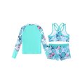 thumbnail image 4 of zdhoor Kids 3 Piece Tankini Rashguard Set，Girls 2Pcs Sports Swimsuit with Rash Shirts Set UPF 50+ Leaf 8, 4 of 5