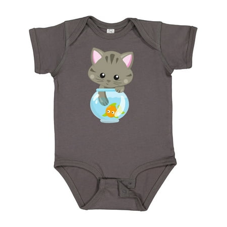 

Inktastic Cute Cat Little Cat Kitty Kitten Fish Bowl Gift Baby Girl Bodysuit