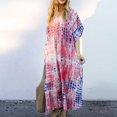 thumbnail image 5 of OVINYER Dress Women Plus Size Kaftans Casual V-Neck Long Soft Beach Maxi For Summer Female Beach Sundress, 5 of 9