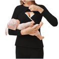 thumbnail image 2 of kakina CMSX Women's Maternity Nursing Pajamas Long Sleeve Breastfeeding Sleepwear Double Layer Postpartum Regular thermal Underwear Top, 2 of 4