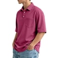 thumbnail image 4 of Polo Shirts for Men Cotton Pique Short Sleeve Golf Shirts with Pocket Classic Casual Moisture Wicking Polos Hot Pink XL, 4 of 9