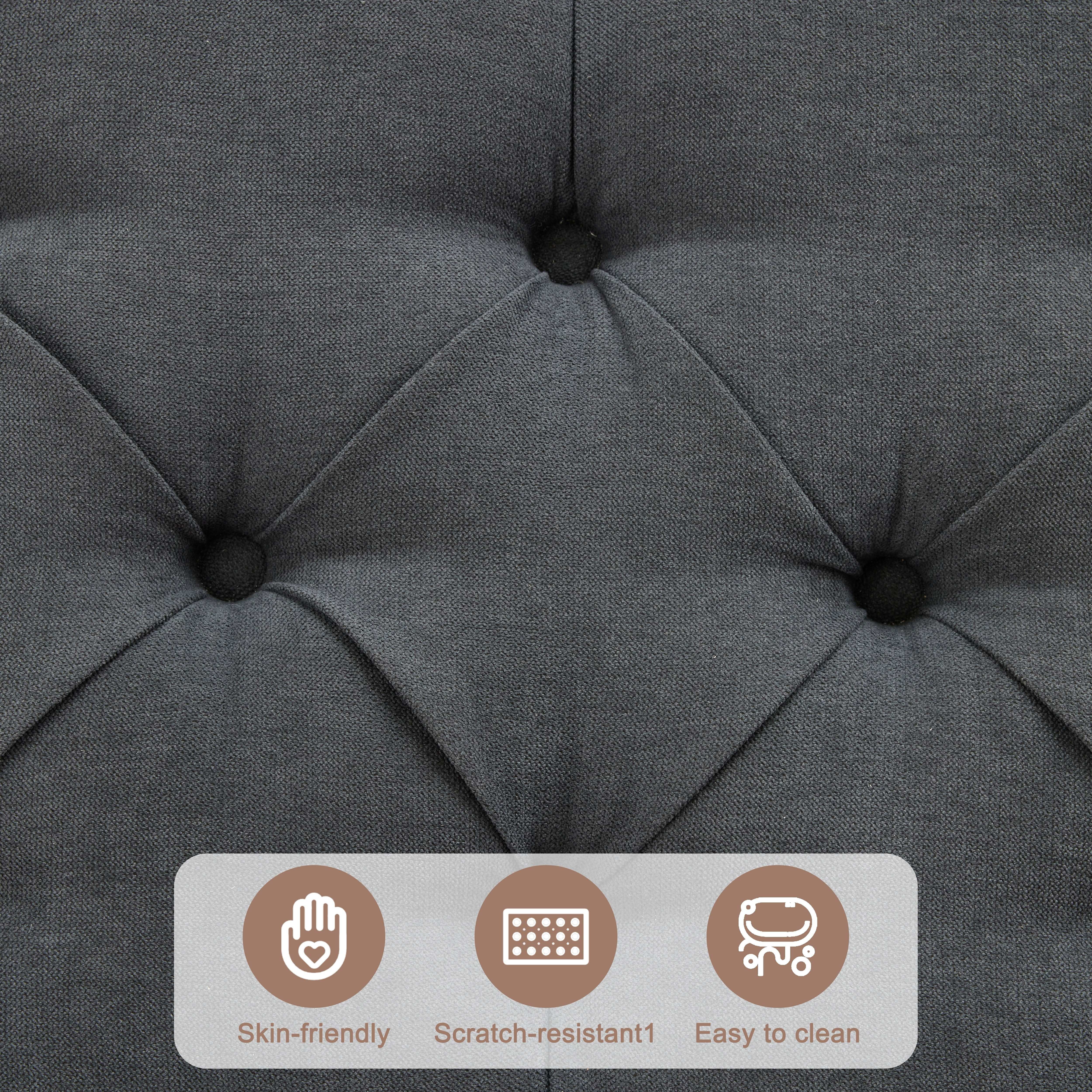 Weture Tufted Modern Ottomans, Fabric Dark Gray, 34.60 x 34.60 x 17.70 in, 54.45 lb