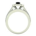 thumbnail image 3 of Black Diamond Wedding Ring Set Round Cut Black Diamond Cushion Halo Rings Split Shank 14K White Gold 1.25 Carat (F,VS1), 3 of 5
