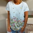 thumbnail image 1 of SMihono Hauts pour Femmes Été Chic Décontracté Mode Femme Décontracté Col Rond Imprimé Blouse Manches Courtes T-Shirt Hauts d'Été Grande Taille T-Shirt, 1 of 5