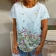 thumbnail image 2 of Moda Mujer Causal Rounk Cuello Impresión Blusa Manga Corta Camiseta Verano Tops Fridja bn5528, 2 of 5