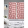 thumbnail image 3 of Coral Pink Morocco Living Room Curtains 2 Panel, Vintage Geometric Plaid Mahbudium Cafe Window Treatment, Extra Long Farmhouse Bedroom Bathroom Kitchen Curtains Drapes 104"x72", 3 of 6