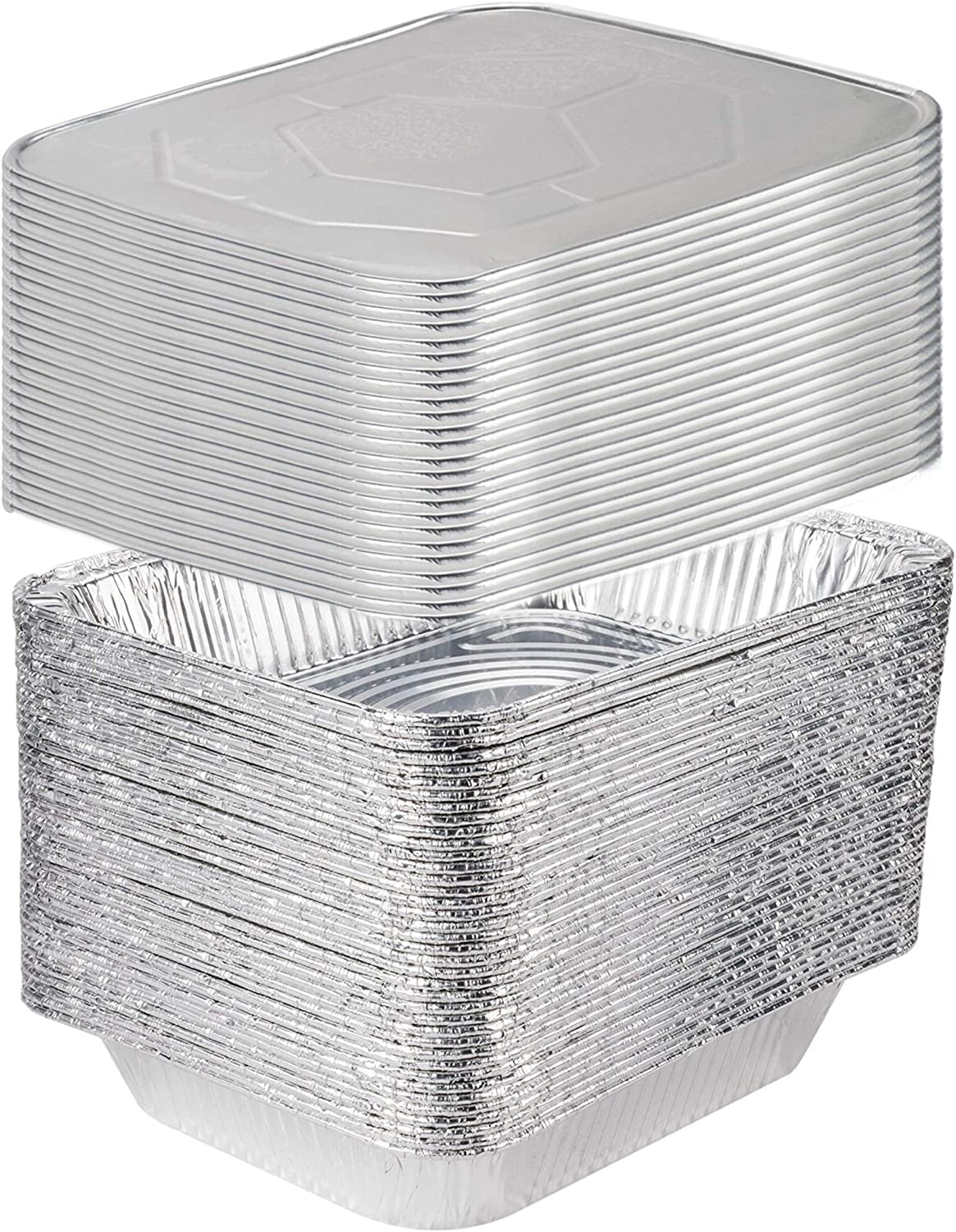 GUSTO 9x13 Aluminum Foil Pans Disposable with Lids Half Catering Trays, 25-Pack