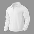 thumbnail image 4 of Previn Men's Long Sleeve Sweatshirt Top V Neck Half Zip Pullover Fashion Zip Vintage Textured Pull On Spring Sweatshirt White Small, 4 of 5