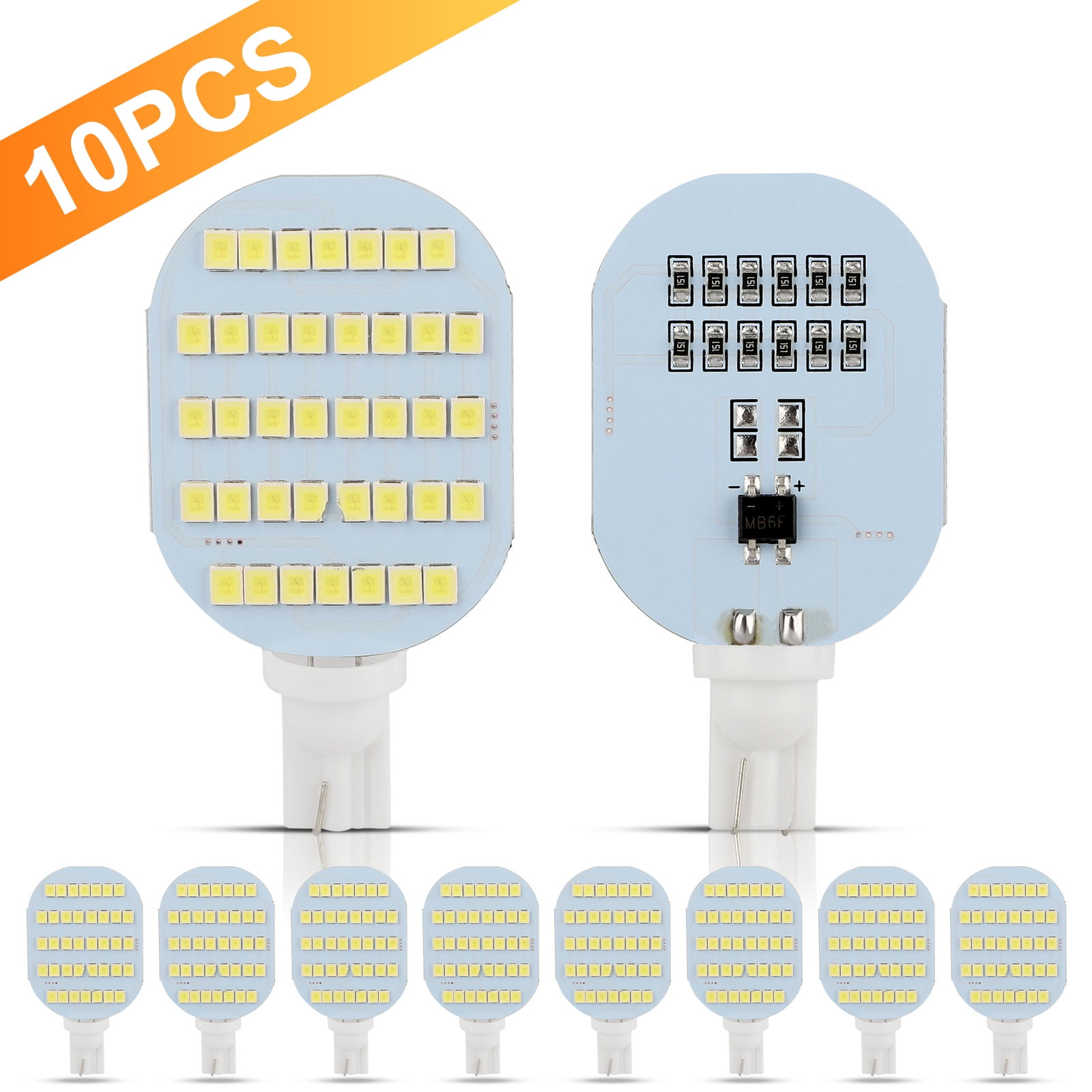 MUENING 10PCS 921 194 Interior LED Light Bulbs for RV，Super Bright 24SMD 2835 4000K White T10 912 922 904 194 LED Bulbs Replacement for Camper Trailer Motorhome Marine Boat Indoor Ceiling Dome Lights 