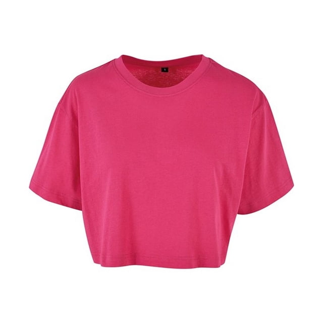 Build Your Brand Womens Oversized Short-Sleeved Crop Top