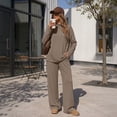 thumbnail image 6 of SUNBS Women's Long Sleeve Lounge Sets Mock Neck Two Piece Sets for Women Wide Leg Pants Outfits Tracksuit Sweatsuits Set, 6 of 9