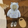 thumbnail image 4 of Hicidod Kids Winter Jackets Bear Ears Hooded Zipper Long Sleeve Warm Down Coats Cute Cartoon Printed Windproof Outwear Jacket, 4 of 7