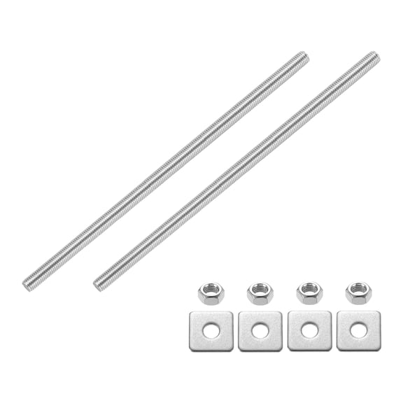 2Pcs Fully Threaded Rod, M10 x 250mm 201 Stainless Steel with Nuts Washers
