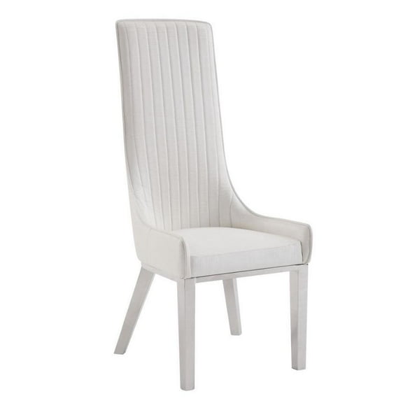 Acme Gianna Ivory PU & Stainless Steel Dining Chair (Set-2)