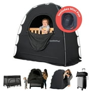 SlumberPod The Original Blackout Sleep Tent Travel Essential for Baby and Toddlers, Mini Crib and Pack n Play Cover, Sleep Pod with Monitor Pouch and Fan Pouch (includes Fan), Blocks 95% Light, Black