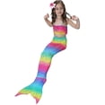 thumbnail image 3 of Girls Mermaid Tail Swimsuit Bikini Set Swimwear Swimming Costume Bathing, 3 of 4