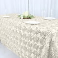 thumbnail image 4 of BalsaCircle Satin 90" x 132" Raised Rectangle Tablecloth Rosette Floral Dinner Kitchen Ivory, 4 of 8