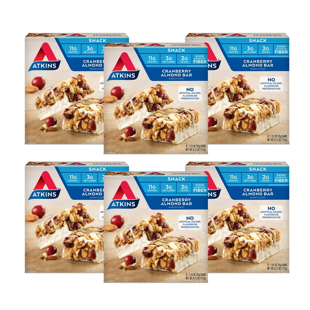 Atkins Snack Bar, Cranberry Almond, Keto Friendly, 30 Count Walmart