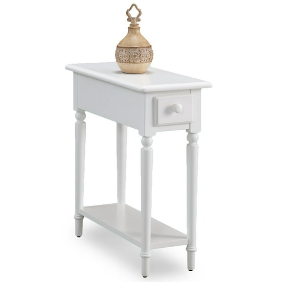 Leick Home 20017-WT Coastal One Drawer Narrow Side Table with Shelf, Orchid White