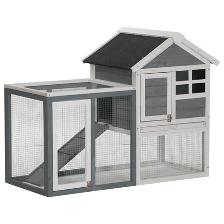 UPC: 0842525104128 | Pawhut 48  Wooden Chicken Coop Rabbit Hutch Bunny Cage Pet House w/Ladder & Run