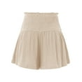 thumbnail image 4 of Shorts for Women Trendy Summer 2025 Cotton High Elastic Waisted Pleated Ruffle Cute Beach Flowy Casual Flowy Shorts S-2XL, 4 of 8