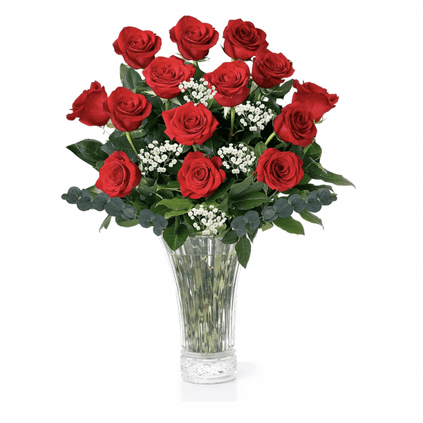 Aquarossa Fresh Flowers Delivery - 1 Dozen Red Long Stem Rose Bouquet ...