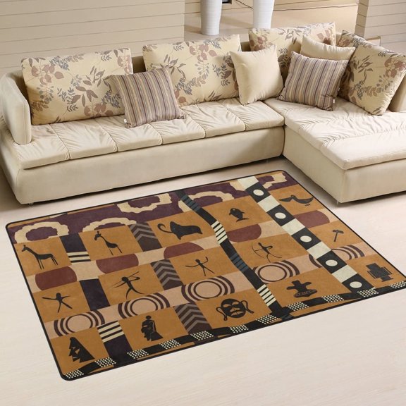 FREEAM African Tribal Print Area Rug Rugs Non-Slip Floor Mat Doormats Living Room Bedroom 31 x 20 Inch
