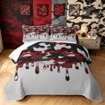 thumbnail image 2 of Manfei Retro Dripping Camouflage Quilt King, Contemporary Art Camo King Coverlet Set, Gray Red, 3-Piece, 1 Bedspread and 2 Pillowcases, 2 of 7