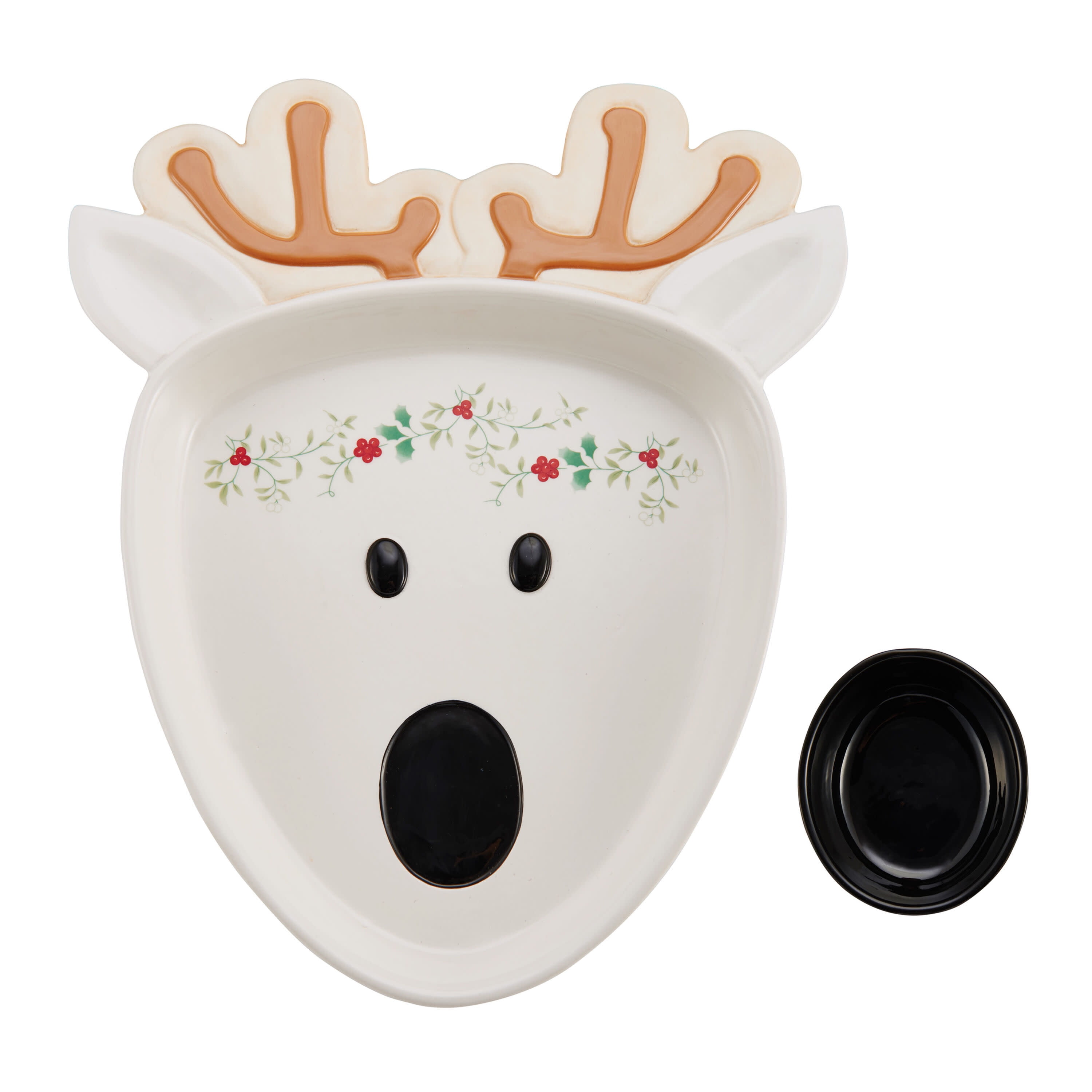 Pfaltzgraff Winterberry Reindeer Chip and Dip Serving Tray