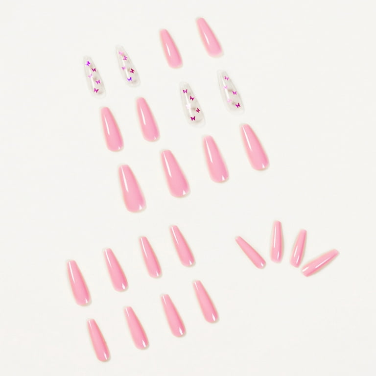 Pink Glitter Coffin Press On Nails – She's A Beat Beauty