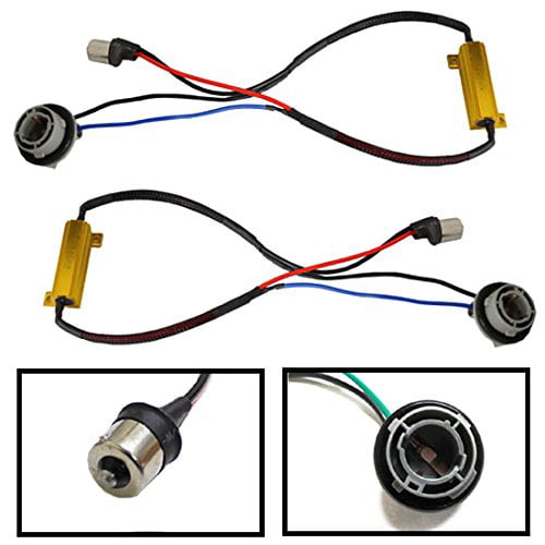 iJDMTOY Hyper Flash Fix Error Free Wiring Adapters Compatible With 1156 7506 7527 LED Turn Signal Light Bulbs 2 