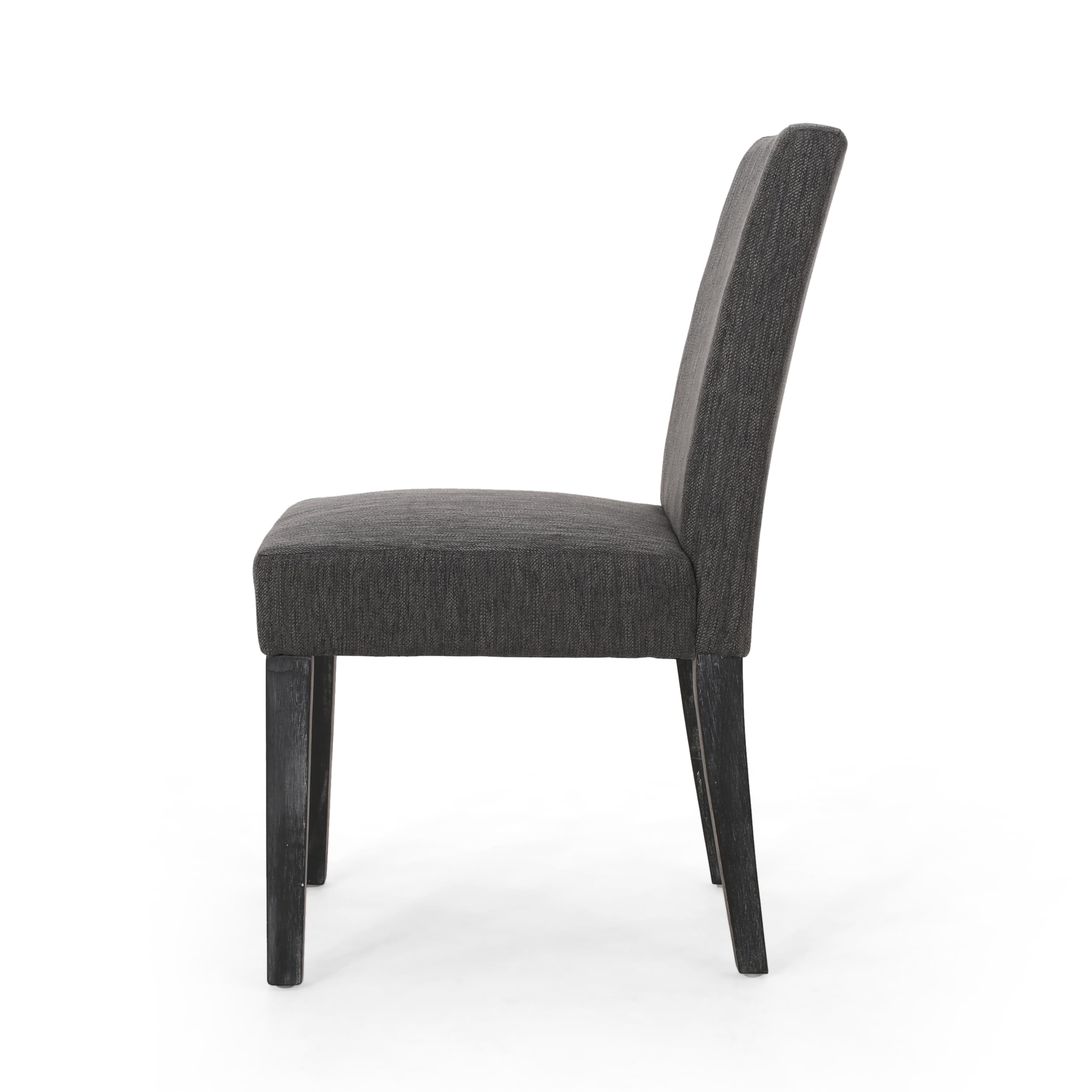 Noble House Benewah Fabric Upholstered Dining Chair, Set of 2, Charcoal, Gray