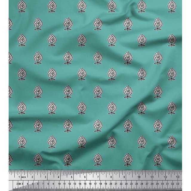 Soimoi Velvet Fabric Floral Block Decor Fabric Printed Yard 58 Inch Wide