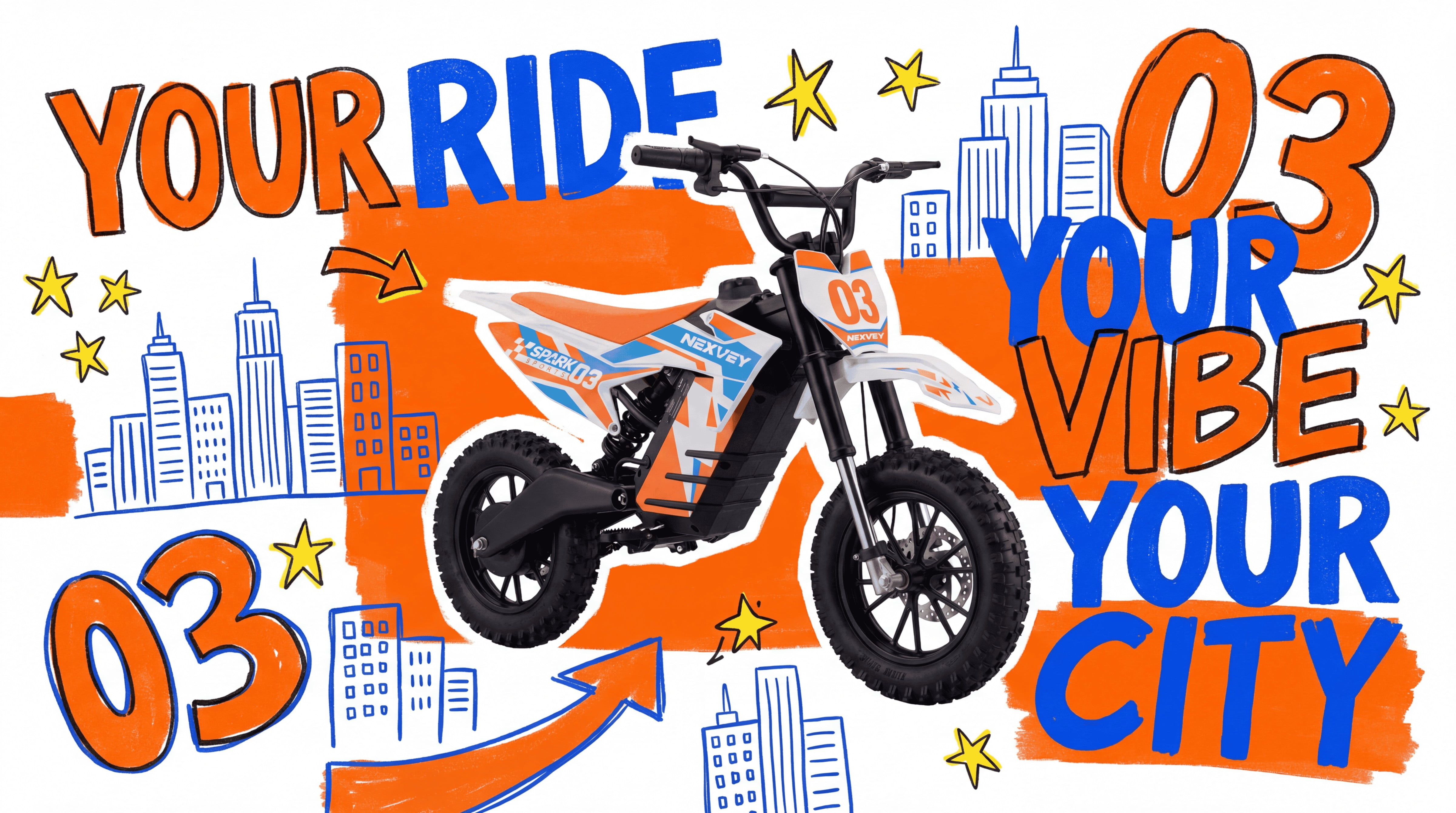 NEXVEY SPARK03 Electric Dirt Bike 1000W Motor 22 MPH 48V Battery 14-Inch Off-Road Tires For Kids
