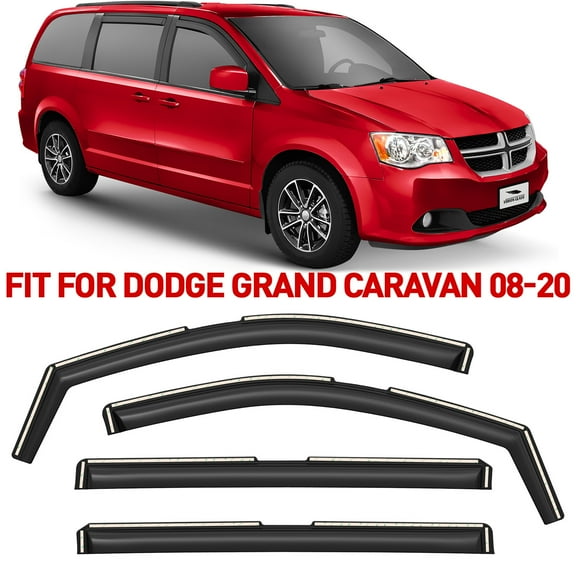 Voron Glass In-Channel Extra Durable Rain Guards for Dodge Grand Caravan 2008-2020, Window Deflectors, Vent Window Visors, 4 Pieces - 200506