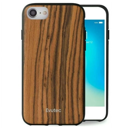 Evutec Case Compatible with iPhone 6/6s/7/8, AER Series Real Wood Thin Slim Protective Phone Case Cover Burmese Rosewood (AIFX+ Vent Mount Included)