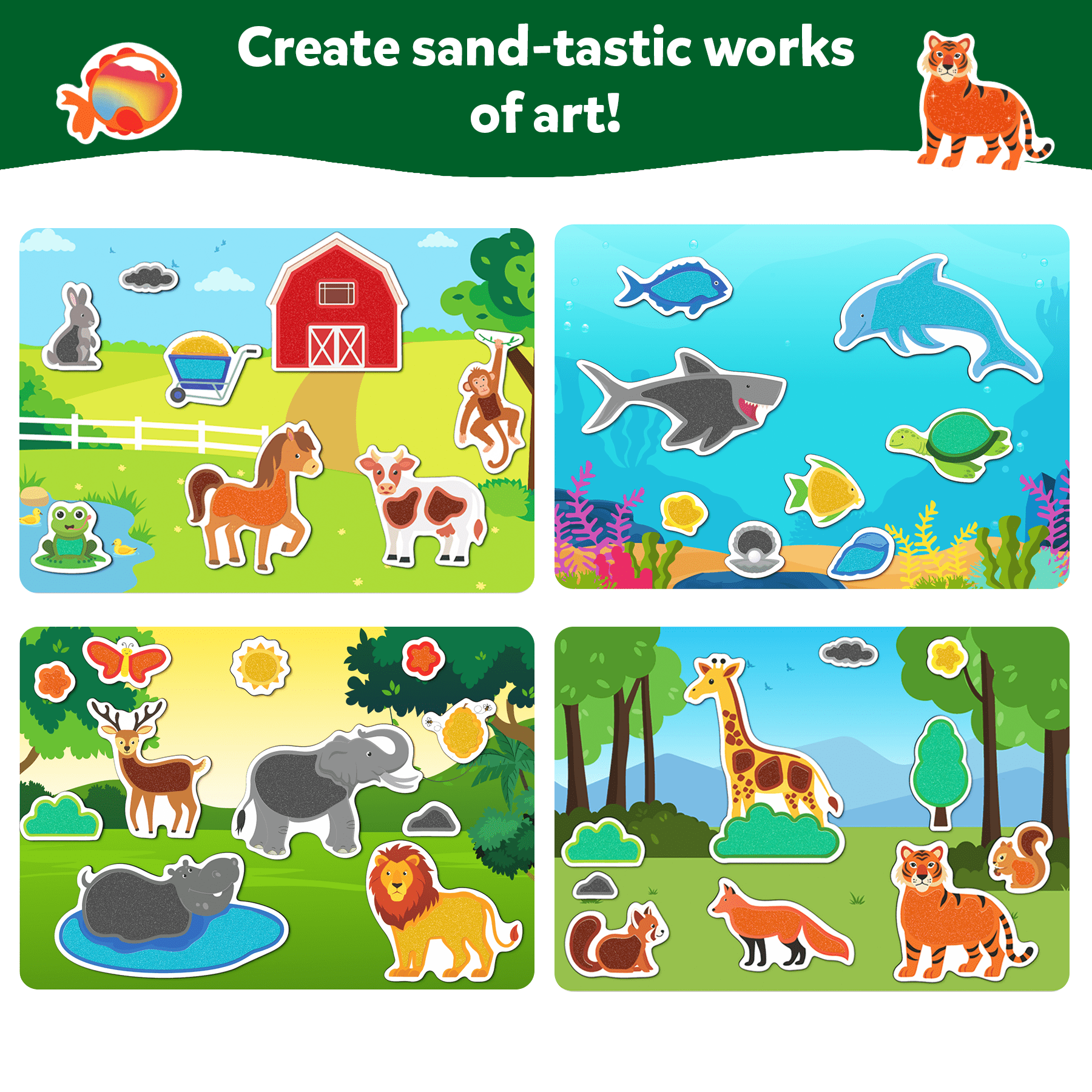 Skillmatics Sand Art Activity - Animals, Creative Craft Kits & Supplies for Kids Ages 4 to 10
