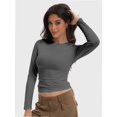 thumbnail image 5 of Women’s Basic Skinny Crop Top Tee Shirt Short Sleeve Workout Round Neck Cropped Tshirt, 5 of 6