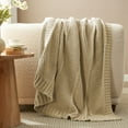 thumbnail image 5 of Chenille Chunky Knit Throw Blanket Chevron Textured Bedding Blanket,50" X 60",Beige, 5 of 5