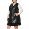 thumbnail image 4 of Agnes Orinda Women's Plus Size Notched Lapel Sleeveless Casual PU Jacket Vest, 4 of 6
