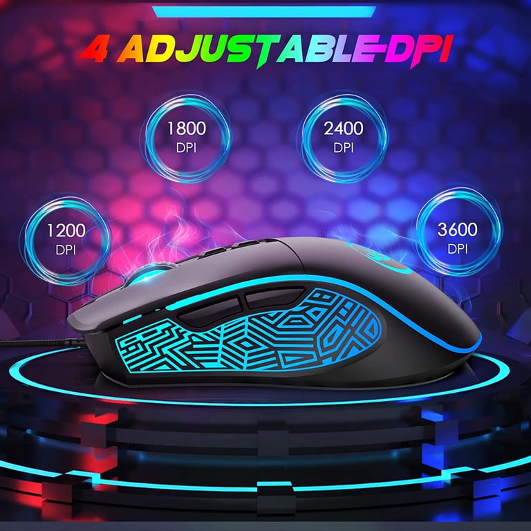 HXSJ X100 Gaming Mouse Wired, Ergonomic PC Gaming Mice with 7