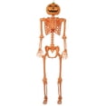 thumbnail image 1 of 5ft Orange Skeleton w/ Pumpkin Head Decoration, 1 of 1