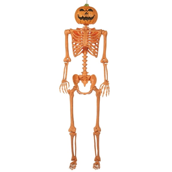 5ft Orange Skeleton w/ Pumpkin Head Decoration