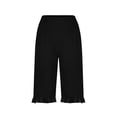thumbnail image 4 of SONXAHE Ruffle Hem Knee Length Capri Pants for Women Side Pocket Weekend Walk Cropped Trousers, 4 of 4