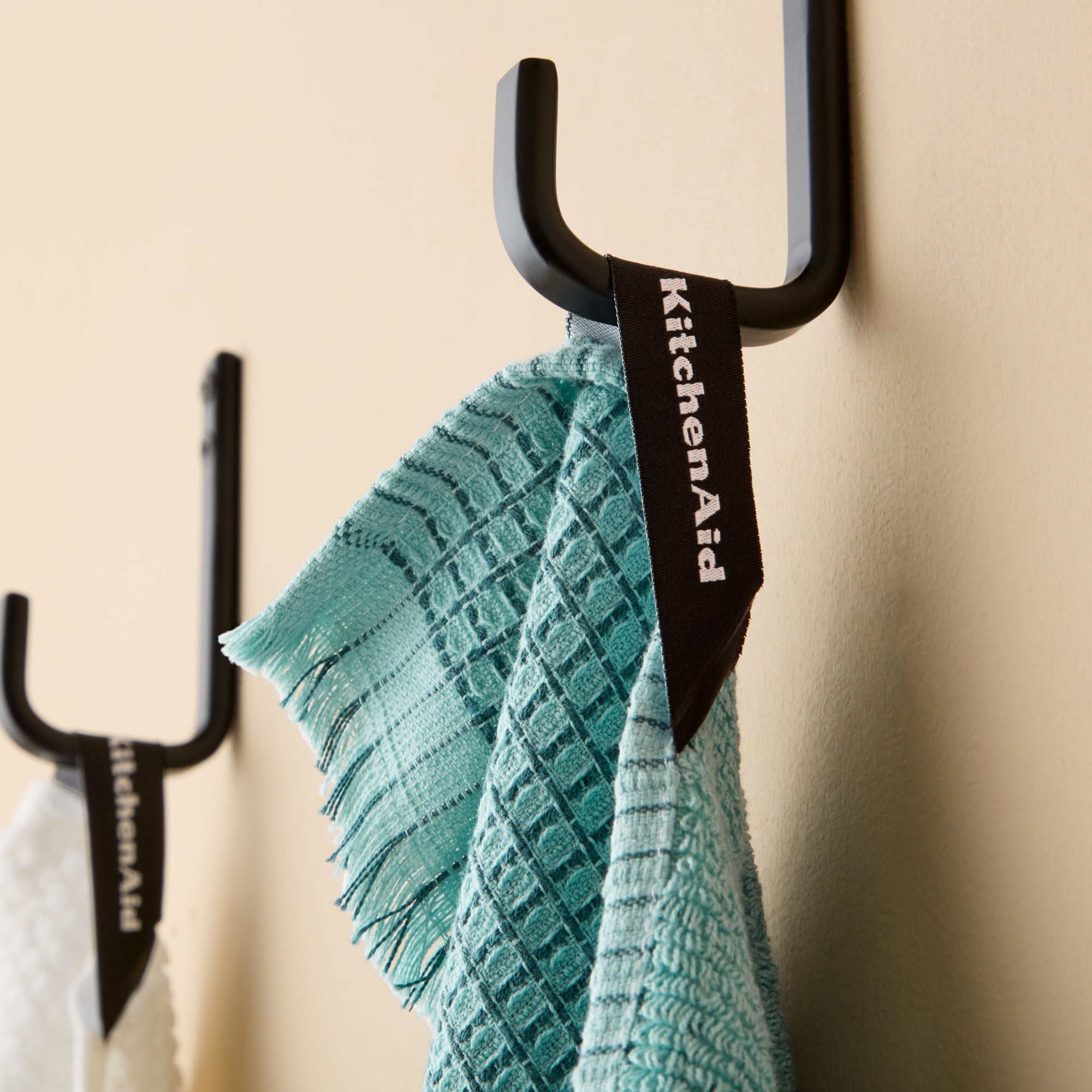 KITCHENAID Gourmet Series Gridlines Kitchen Towels 3-Pack Set, 100% Cotton Absorbent, Mineral Water Aqua, 18"x28"